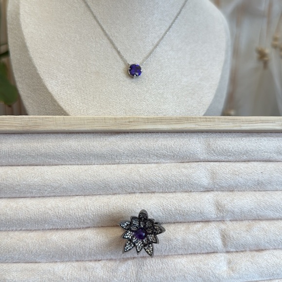 Hespera Size 6 authentic amethyst and white topaz witchy core ring set - Picture 1 of 5